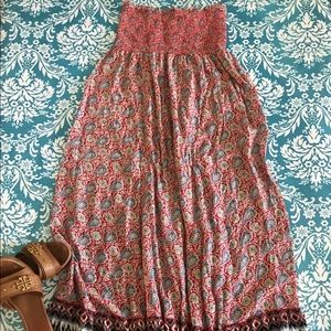 Strapless summer bohemian dress